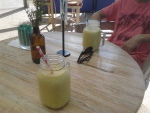 Tropical Nights smoothies. These might not look like much, but they're sensational! at Nurcha Maroochydore in Buderim