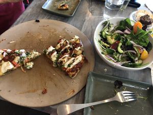 Should have taken a pic before we started but too delicious. This was the bbq pizza! Had a bbq sauce and a mayonnaise sauce that blended together really well.  at Nurcha Maroochydore in Buderim