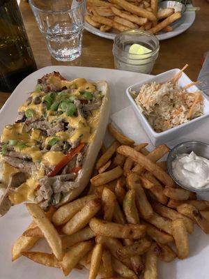 Steak Sub with cheesy sauce is delicious  at Antidote Bouffe Vegane in Montreal