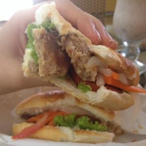 mock BBQ pork banh mi at Banh Mi Bistro in Ho Chi Minh City