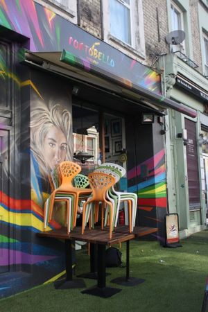 outside view  at Portobello Juice Cafe in West London