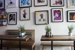 inside the cafe at Portobello Juice Cafe in West London