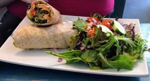 Wrap with side salad at SOL CAL Cafe in San Diego