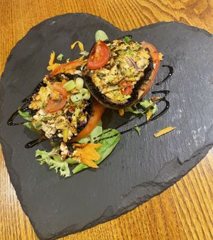 Roasty herby mushroom   at Karmana 100% Plant Based in Northampton