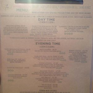 Menu. at Karmana 100% Plant Based in Northampton