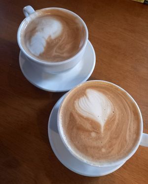 Soya latte and coconut latte at Bebo Cafe in Hertford