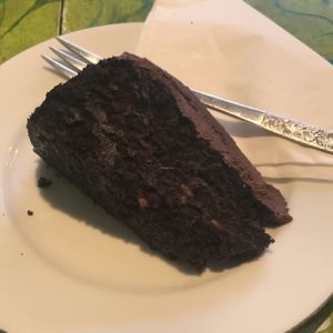 chocolate courgette cake  at Mudlarks Garden Cafe in Hertford