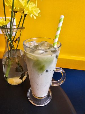 Iced Blueberry Matcha Latte at Feed Your Head  in Ventnor
