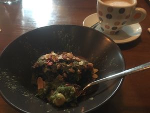 Kale cle! Delicious! With a lovely praline-esque sauce made with hazel nuts. So glad I left room for desert at Fargo in Sevilla