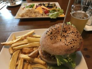 We had a vegan cheese burger and frescuras - really fresh and good!  at Fargo in Sevilla