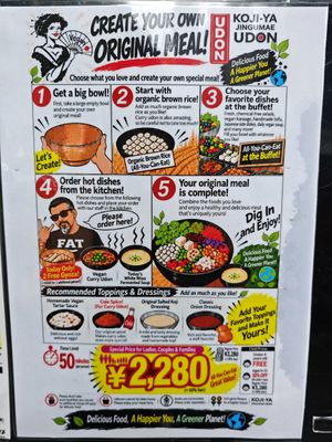 Breakfast menu at Udon Kojiya in Tokyo