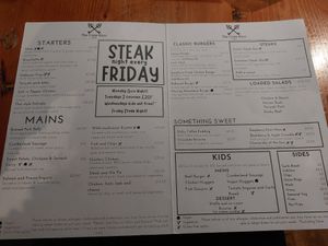 Main menu at The Cross Keys Inn in Penrith