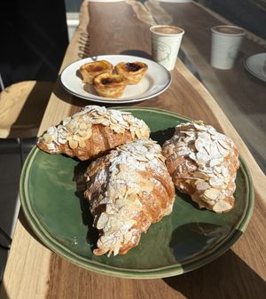 Almond Croissants, Pastel de Nata and Chai Lattee  at All Things Dough Centro in Lagos