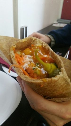 Half and half - hummus and falafel  at Humpit in Leeds