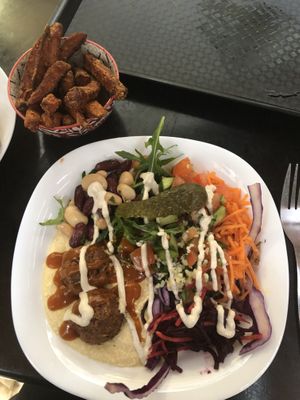 Humpit salad and sweet potato fries at Humpit in Leeds