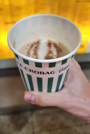 Choco cappuccino with oatmilk (took a photo only after drinking from it, oops) at Le Crobag in Cologne
