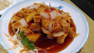 Sweet and sour tofu (August 2026) at Szechuan Kitchen in Manchester