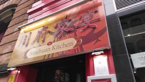 Sign outside (August 2026) at Szechuan Kitchen in Manchester