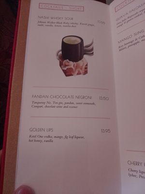 Drinks menu at The Ivy Asia St Paul's in London