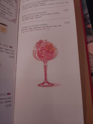 Drink menu at The Ivy Asia St Paul's in London