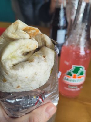 Veg rito plus jarrito at Guapo Mexican in Londonderry