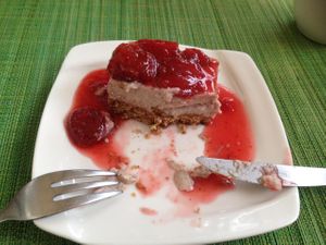 Dessert: red fruits' cheesecake. at Espaco Surya in Sao Paulo
