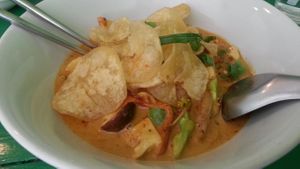 vegan khao soi at Pun Pun Organic Vegetarian Restaurant in Chiang Mai