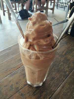 Chocolate, banana, coconut milk shake! at Pun Pun Market in Chiang Mai