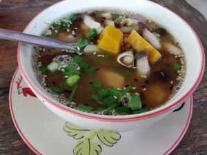 Mushroom soup at Pun Pun Market in Chiang Mai