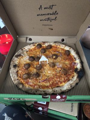Vegan meatball pizza  at Pizza Di Rocco in Abu Dhabi