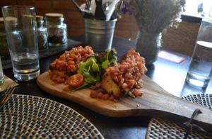 incredibly fresh and delicious Bruschetta at Pizza Di Rocco in Abu Dhabi