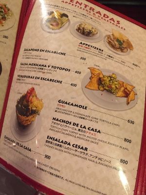 Menu at Vagabundo Mexican Bar in Ishigaki