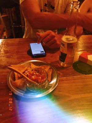 Salsa Nachos perfect starter for one person  at Vagabundo Mexican Bar in Ishigaki