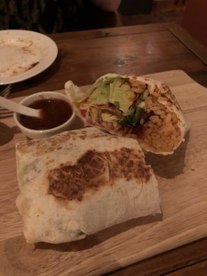 Vegetarian and bean burrito  at Vagabundo Mexican Bar in Ishigaki