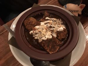 Mole enchiladas with potato and millet at Vagabundo Mexican Bar in Ishigaki