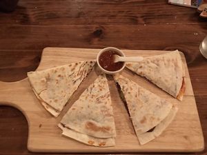 Quesadilla (avocado, tomato, chili beans) at Vagabundo Mexican Bar in Ishigaki