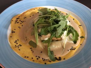 Tofu Steak on celery root pillow at Cafe Ukrop III in St Petersburg