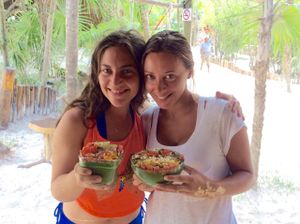 Four green godesses at Raw Love - Ahau Tulum Beach in Tulum