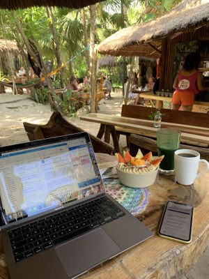 Nice remote work place although WiFi a little spotty  at Raw Love - Ahau Tulum Beach in Tulum