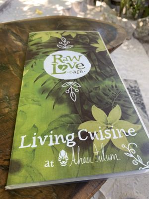 Raw menu at Raw Love - Ahau Tulum Beach in Tulum