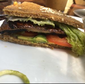 Portobello Mushroom Burger  at Raw Love - Ahau Tulum Beach in Tulum