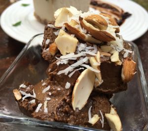 Chocolate Ice Cream - dairy free and sweetened only with honey  at Raw Love - Ahau Tulum Beach in Tulum