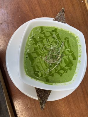 Raw spinach soup  at Raw Love - Ahau Tulum Beach in Tulum