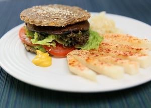 Portobello burger at Raw Love - Ahau Tulum Beach in Tulum