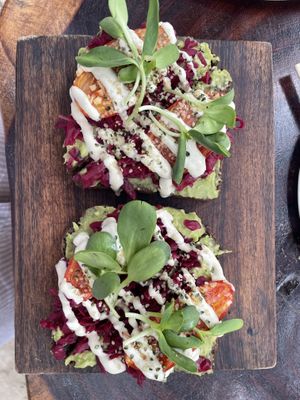 Pumpernickel avocado toast   at Raw Love - Ahau Tulum Beach in Tulum