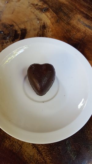 So so great complimentary chocolate with almond inside. at Raw Love - Ahau Tulum Beach in Tulum