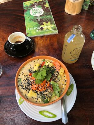 Green curry and kefir water at Raw Love - Ahau Tulum Beach in Tulum