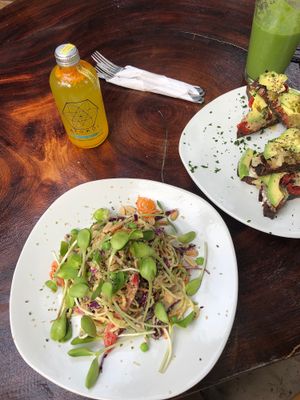 Raw phad thai & avo toast at Raw Love - Ahau Tulum Beach in Tulum