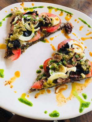 Raw pizza  at Raw Love - Ahau Tulum Beach in Tulum