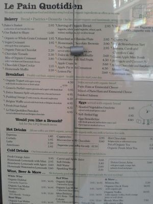 Menu at Le Pain Quotidien, Calle Fuencarral, Madrid at Le Pain Quotidien - Serrano in Madrid